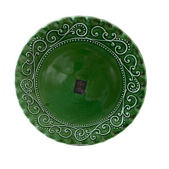 Maioliche Jessica Made in Italy Christmas Dinner Plates 11" Set 4 Holiday Green - Picture 2 of 11